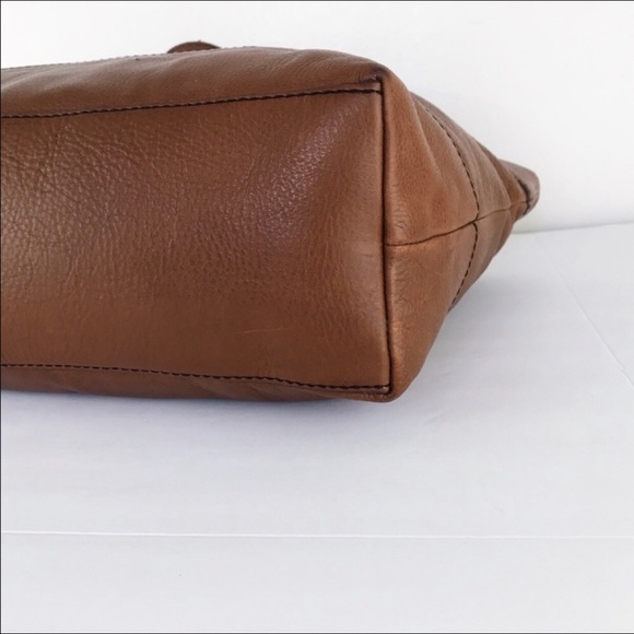 Fossil Long Live Vintage Rich Tan Rugged Leather Tote Carryall Shoulder Bag - Picture 10 of 15